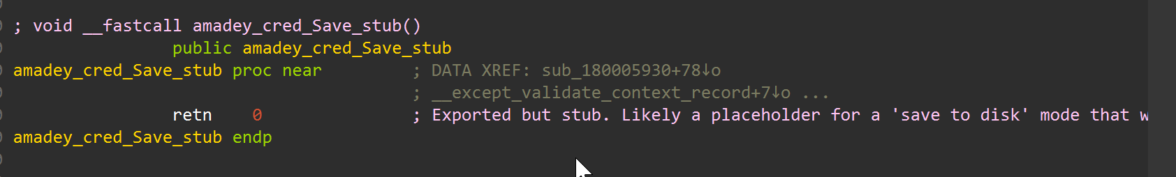 amadey_cred_Save_stub disasm