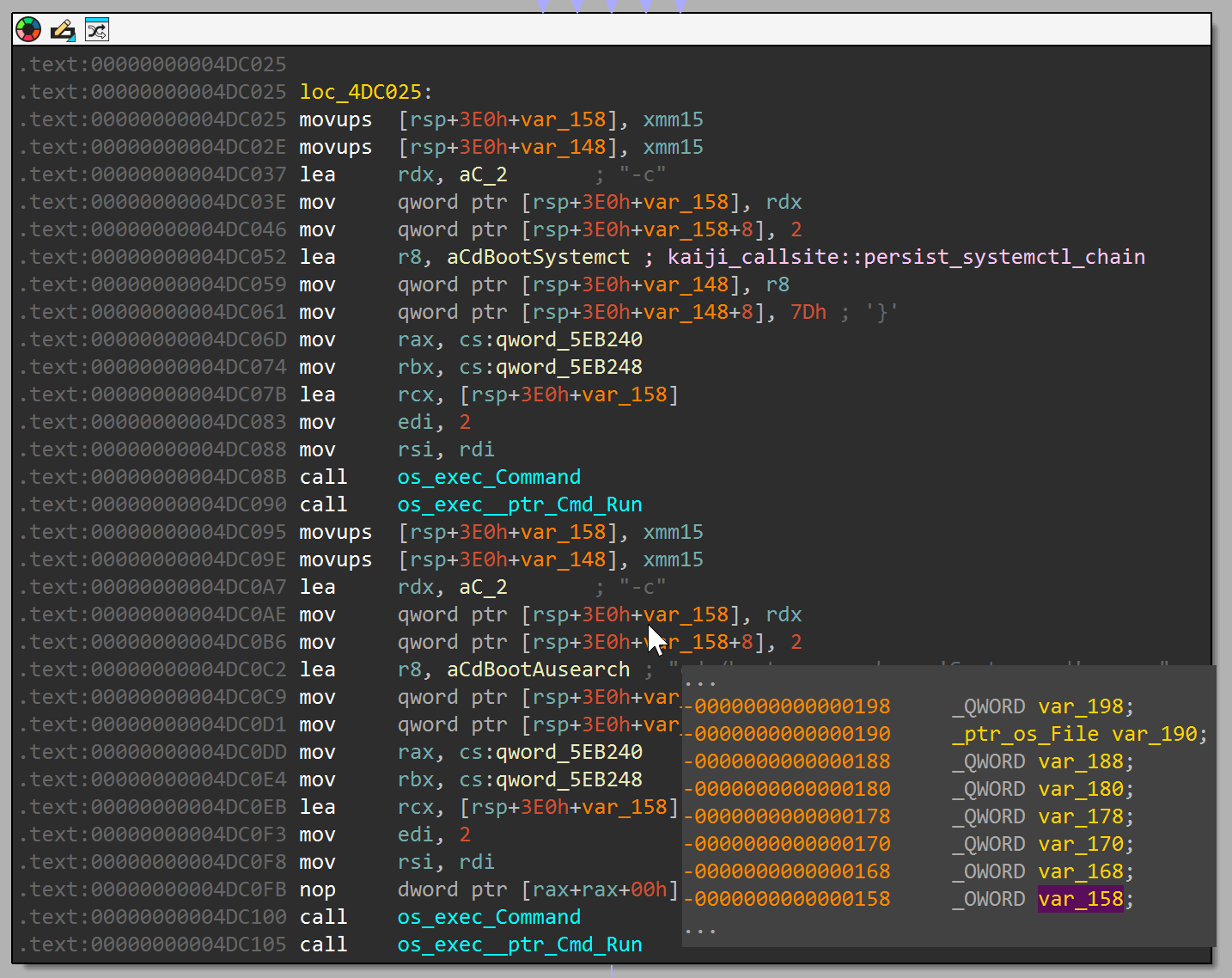 systemctl chain callsite