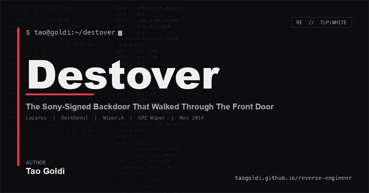 Destover Sony-signed backdoor
